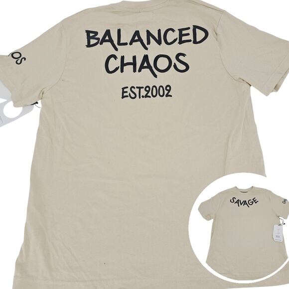 Seven Souls Other - NEW Seven Souls Savage Balanced Chaos Beige Graphic Tee T-Shirt Size M 4062